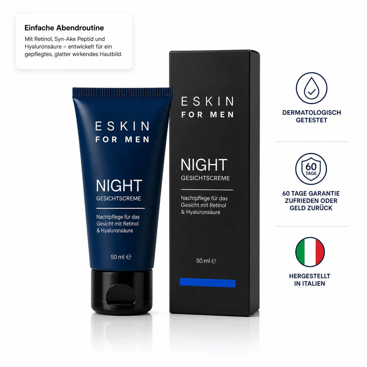 Crema Viso Notte Anti-Età per Uomo